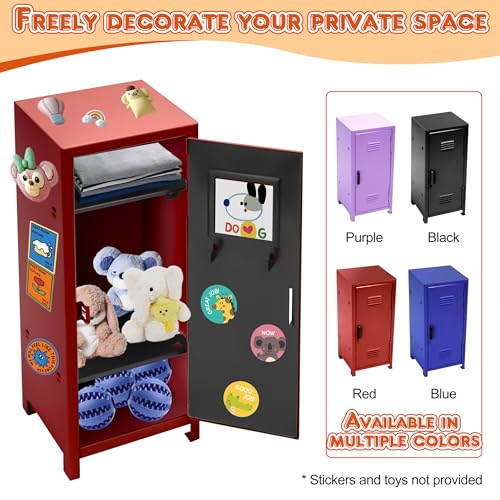 PACOLO Red Mini Metal Locker for Kids Desktop Storage & Safe, Girls Lockbox