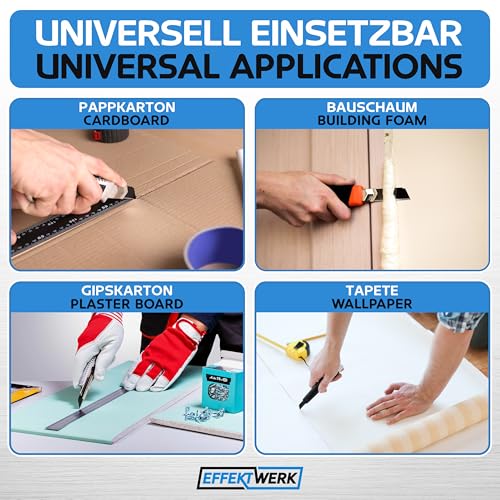 E?Werk - Box Cutter Blade Set - Black, 25 Pack - 18mm Utility Knife Replacement Blades - Heavy Duty Carbon Steel Snap Off Blades - Blade Refills for Utility Knives & Box Cutters