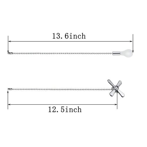 Ceiling Fan Pull Chain, 2pcs 3mm Diameter Beaded Ball Fan Pull Chain , 13.6 Inches Fan Pulls Set with Connector（Nickel ）