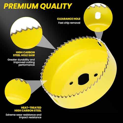 6PCS Premium Hole Saw Kit, Hole Saw Set with Mandrels, Hex Key - 1-1/4"to 2-1/8" (32-54mm) for Wood, PVC, Drywall, Plastic - Professional Hole Cutter Set