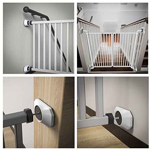ICERO - Baby Gate Wall Protector - Protect Walls & Doorways from Pet & Dog Gates - for Child Pressure Mounted Stair Safety Gate- 4 Pack, White
