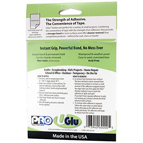 Pro UGlu Dash Sheets Clear 1/2 in. x 5/8 in. 160 Dashes Pack - Permanent Bond