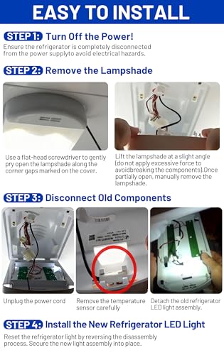 Emnrod W11527432 13in Refrigerator LED Light Replacement for Whirlpool Maytag WRX735SDHZ02/03/04/07/08/11/12/15, etc.