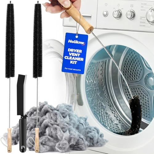 Holikme 3-Piece Dryer Vent Cleaner Kit – Replacement Lint Brush Set (2-Pack Variant) for Dryer Vents & Lint Traps