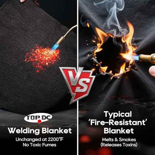 TOPDC Welding Blanket 40x40 Inch, High Temp Resistant Carbon Felt Pad, 5mm Thick Heat Shield Fabric Withstands 2200¢µ, UL94&MSDS Certified, Flexible&Cuttable for Welding Soldering Grill Firepit