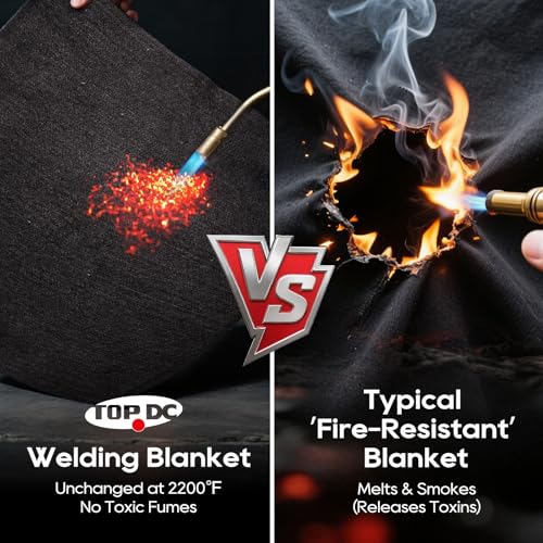TOPDC Welding Blanket 40x40 Inch, High Temp Resistant Carbon Felt Pad, 5mm Thick Heat Shield Fabric Withstands 2200¢µ, UL94&MSDS Certified, Flexible&Cuttable for Welding Soldering Grill Firepit