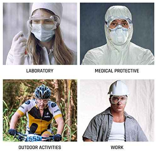 Safety Goggles Medical Goggles Fit Over Eyeglasses Anti-Fog Safety Glasses Clear Lab Goggles chemistry Protective Eyewear ANSI Z87.1