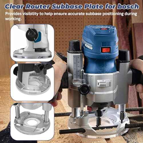 PR110 Palm Router Subbase, Router Base Plate with Screws for BOSCH RA Threaded Templet Guides, Router Guard Base Plate for Bosch GKF125CE, PR001, PR101, PR10E, PR20EVS, RA1051