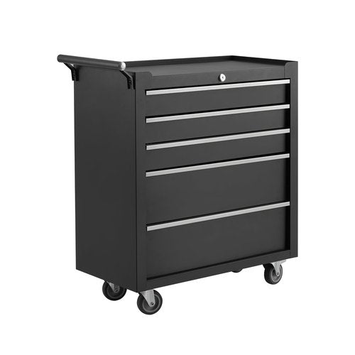 Rolling Tool Chest, 5 Drawers Tool Storage Cabinet, Toolbox with Wheels, Portable Tool Cabinet Organizer with Locking System & Drawer Liners, Tool Storage Cart for Garage, Workshop