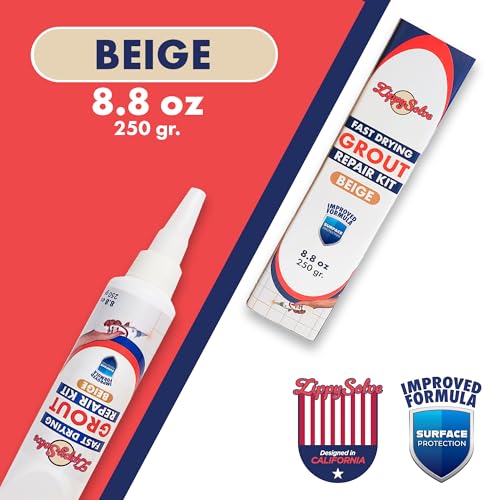 ZippySolve Tile Grout Repair Kit Beige 8.8oz - Easy DIY Sealer & Fix