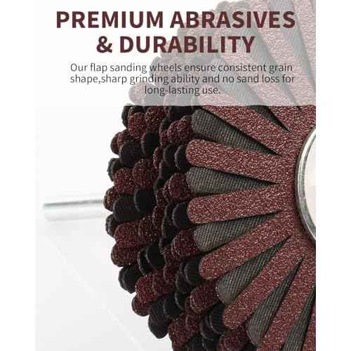 Rocaris 2 Pack Abrasive Flap Wheel - 240# Nylon Sanding Wheel Brush Abrasive Grinding Head with 1/4 Inch Shank for Woodworking Root Carving Furniture Polishing and Removing of Rust/Corrosion/Paint.