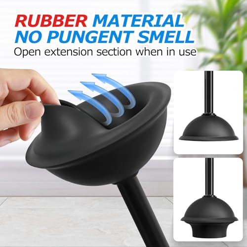 FORASTO 2-in-1 Toilet Brush & Plunger Set Black 3Pack Extended Handle Bathroom