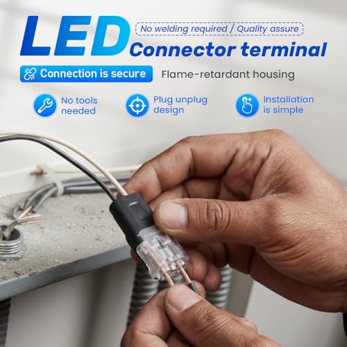 20PCS Double Wire Plug-in Connectors with Locking Buckle for 18-22 AWG Wires, Flame-Retardant Safety Housing