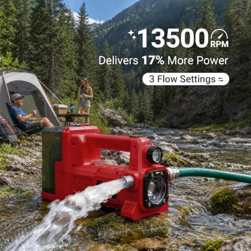 Danero Red Cordless Water Transfer Pump for Milwaukee 18V Battery – Self-Priming, 9 GPM
