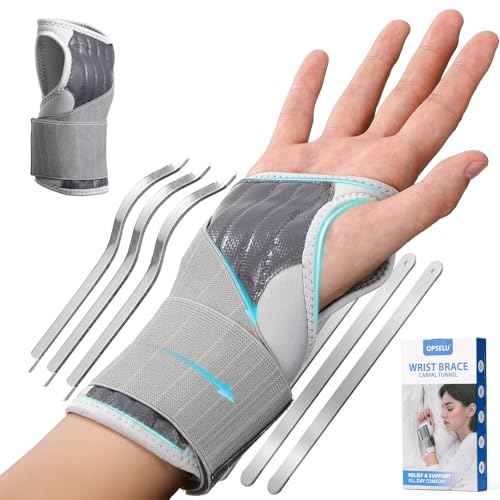 Wrist Brace for Carpal Tunnel, Adjustable Night Wrist Support Brace with Splints Right Hand, Hand Support for Arthritis, Tendonitis, Sprain, Injuries, Wrist Pain, Men Women, Medium/Large