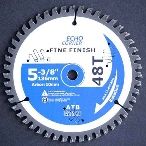 5-3/8 Inch (10mm Arbor) 48Tooth Circular Saw Blades, Fine Cut Fine Finish Crosscut Framing Ripping Wood Plywood MDF Plastic Veneer Lumber Laminate (Wood 48T)