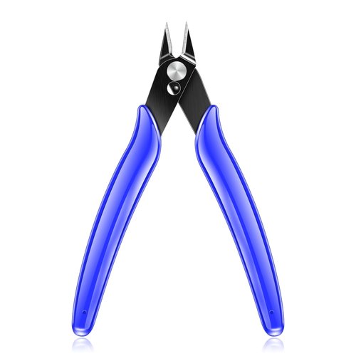 NICE-POWER Wire Cutters, 5 Inch Professional Pliers Cutter Electronic Flush Wire Cutter Carbon Steel Cutting Nippers for Electrical Jewelry making,Floral art scissors(Blue)