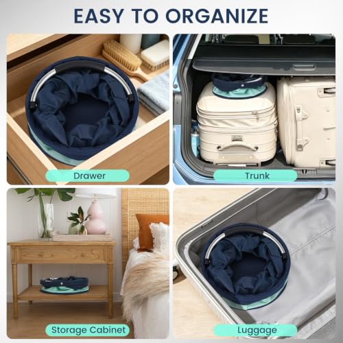 BUVE 17L Cleaning Supply Caddy with Handle – Collapsible Organizer Blue