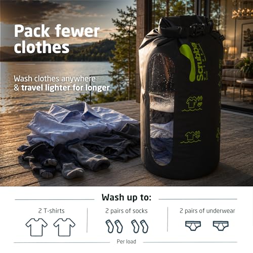 Scrubba Portable Wash Bag 5 oz Travel Clothes Washer with Patented Washboard Technology