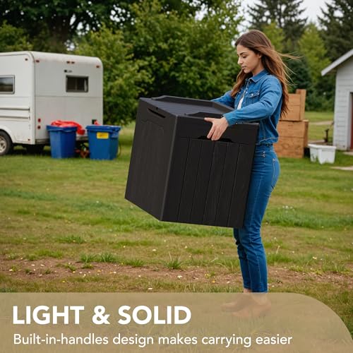 Devoko 30 Gallon Black Resin Outdoor Deck Storage Box Waterproof & Lockable
