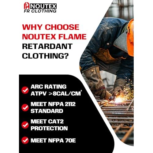 FR Shirts for Men 5.5oz 100% Cotton Lightweight Flame Resistant Long Sleeve Henley Shirt CAT2