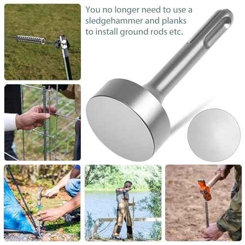 Utoolmart SDS Plus Ground Rod Driver for All SDS Plus Hammer Drills Steel, Heavy Duty Forged Steel Drill Bit Driver Socket for Rotary Hammer Drill (Flat)