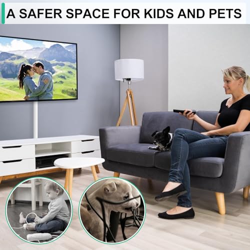 Rindion 85.2in Wall Cable Hider Set - Self-Adhesive Wire Cover for TV Wires, White