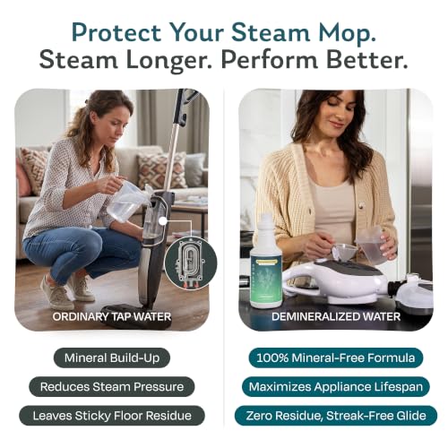 Steam & Go Demineralized Water for Steam Mop – 32 oz, Eucalyptus Mint