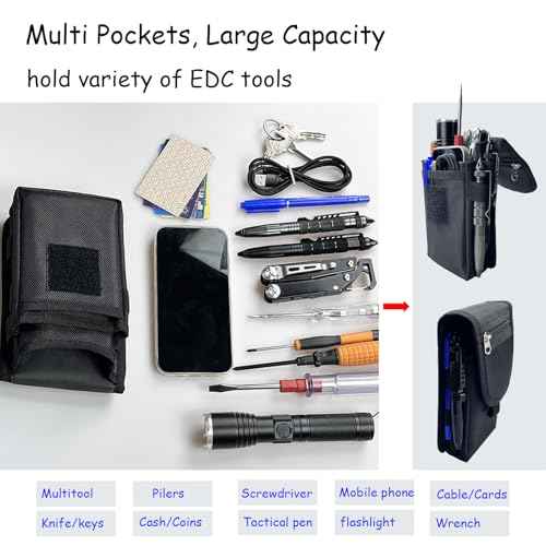 Belt Tool Pouch,Tactical Utility Pouch, Heavy-Duty Nylon EDC Multitool Organizer,Cell Phone Holder, Multi-Pockets Tool Holster Sheath Bag for Electricians Handymen Work Maintenance Dailylife Hiking