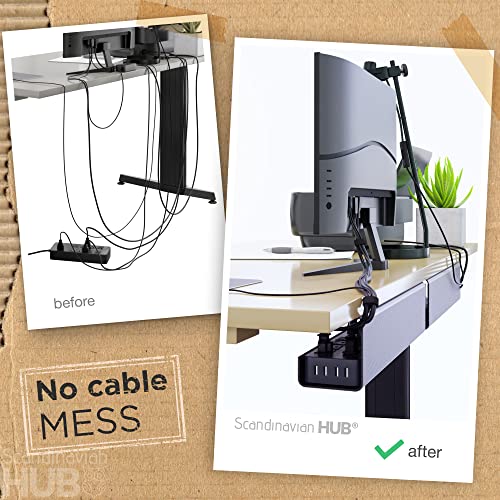 Scanfield 17-Inch Under Desk Cable Management Tray No-Screw 2-Pack Black - Self-Adhesive