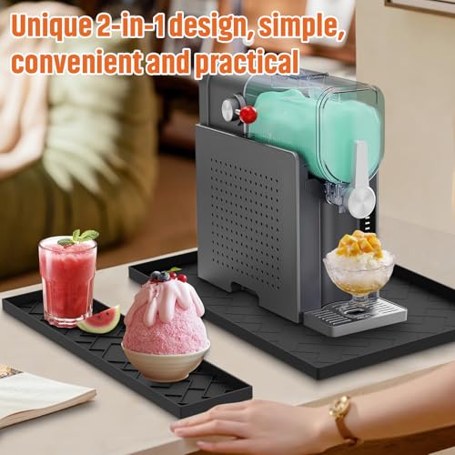Beenxmyy Black Silicone Mat 22.5"x15" for Ninja Slushie & Creami Machines, Removable 0.7" Edge Guard