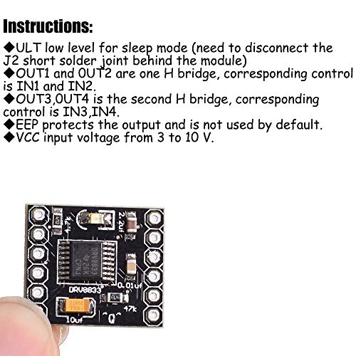 KOOBOOK 5Pcs DC Gear Motor Driver Controller 1.5A Dual H-Bridge for DIY Robotics