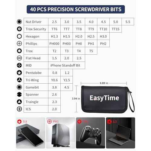 EasyTime Electronics Small Screwdriver Set: 57 PCS Mini Precision Repair Tool Kit with Magnetic Bits for Computer PC Laptop Phone Switch PS4 Xbox Tablet DIY Home