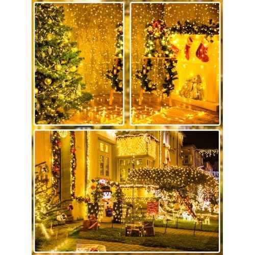 Upgraded 75.8 FT 200 LED Christmas String Lights Outdoor/Indoor, Timer & Memory Function & 8 Modes, Extendable Green Wire Waterproof Fairy String Lights for Xmas Tree Holiday Party Garden (Warm White)