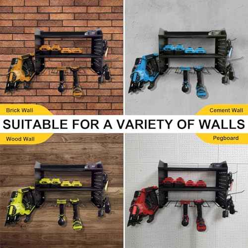 Modular Power Tool Organizer, Premium 3 Layer Wall Mount 6 Drills Holder, Efficient Garage Tool Storage Solution, Great Gifts for Men