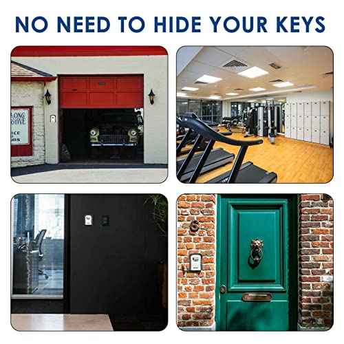 GIVERARE Key Lock Box, 4-Digit Combination Lockbox Aluminum Alloy, Metal Waterproof Wall Mount Outdoor Key Hider, Resettable Safe Security Password Box with Mounting Kit & Dust-proof Cover-Grey