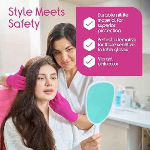 Inspire Pink Gloves Disposable Latex Free | Nitrile Pink Glove Hair and Nail Salon, Esthetician Nitrile Disposable Gloves