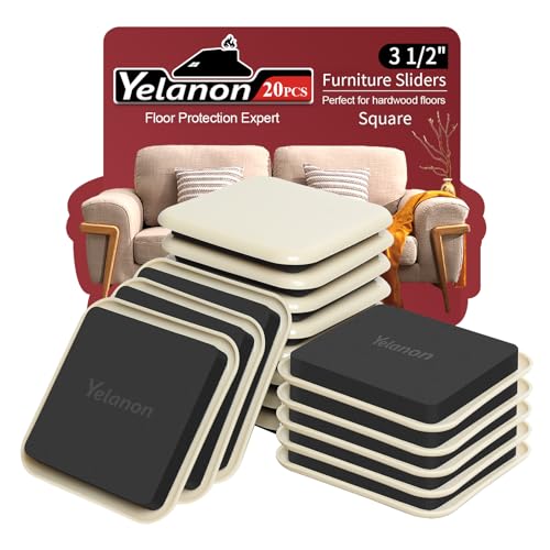 Yelanon 20 Pcs 3.5-Inch Furniture Sliders for Carpeted Floors - Heavy-Duty Moving Pads