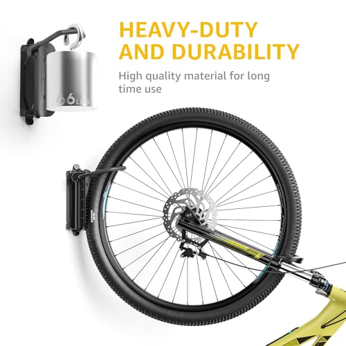 monTEK Swivel Bike Wall Mount ? 2 Pack Garage Bike Hanger & Space-Saving Vertical Bike Rack for Garage & Apartment, Sturdy Bike Storage Hook Holds 66 lbs, Easy Installation & Scratch-Proof Design