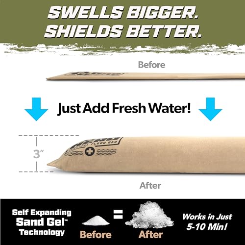 Flood Hero 6 ft Water-Activated Sandless Flood Barriers - 2 Pack for Home Flood Prevention