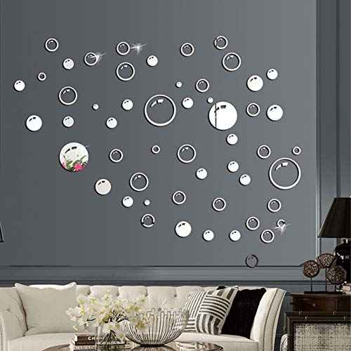 Acrylic Mirror Bubble Circle Wall Sticker Decals DIY Modern Art Mural for Living Room Bedroom Home Decor Wall Decoration Silver