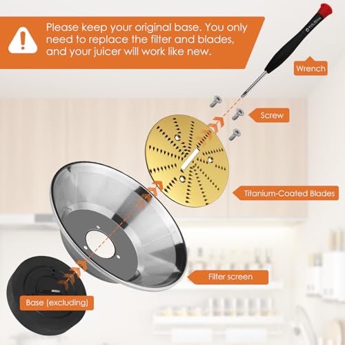 Titanium-Coated Juicer Mesh Filter Basket for Breville JE98XL/BJE200XL/BJE510XL/BJE820XL