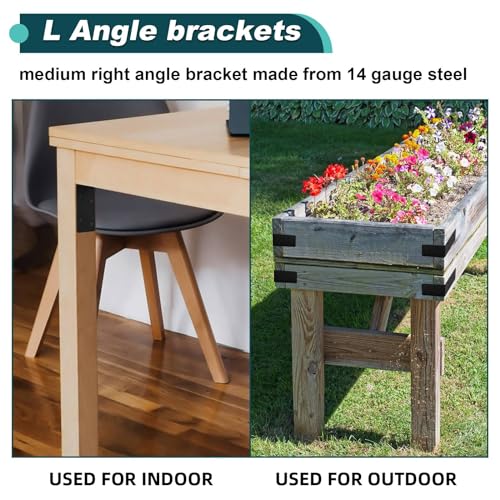 20Pcs Heavy Duty 4x4x2 Black L Corner Brackets for DIY Furniture Reinforcement