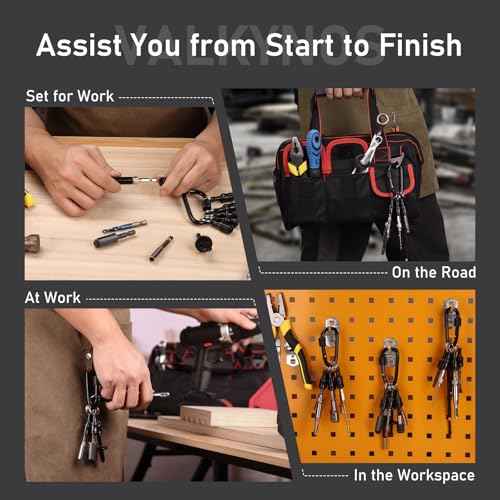 Valkynos 6 Pcs Drill Bit Holder Mens Gifts, 1/4 Bit Holder Key Chain, Impact Bit Holder, Quick Release Bit Organizer Cool Gadgets for Nut Driver Screwdriver&Drill Bits w/Key Chain Carabiner