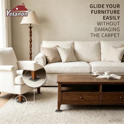 Yelanon 20 Pcs 3.5-Inch Furniture Sliders for Carpeted Floors - Heavy-Duty Moving Pads