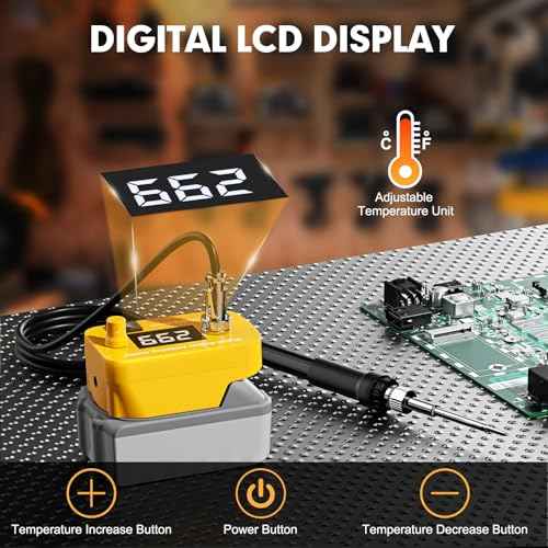 Cordless Soldering Station for Dewalt 20V Max Battery-with 2 Auxiliary Helpers Electric Digital LCD Display Soldering lron Station Fast Heating Up Soldering Station for DlY,Appliance Repair-Tool Only