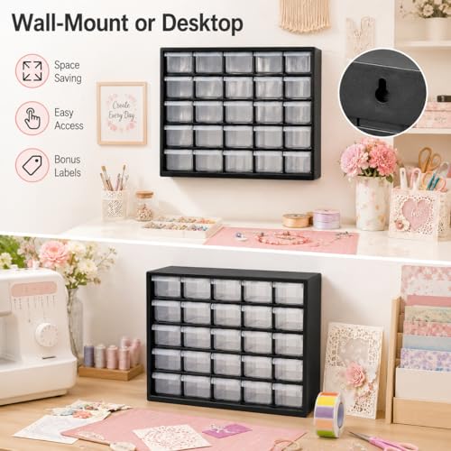 25-Drawer Hobby Parts Organizer with Removable Dividers, Beads, Craft Storage Bin