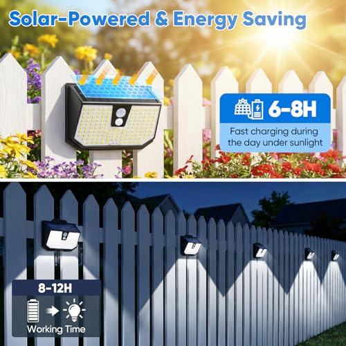 Brightever Black 6-Pack Solar Motion Sensor Fence Lights with 3 Modes