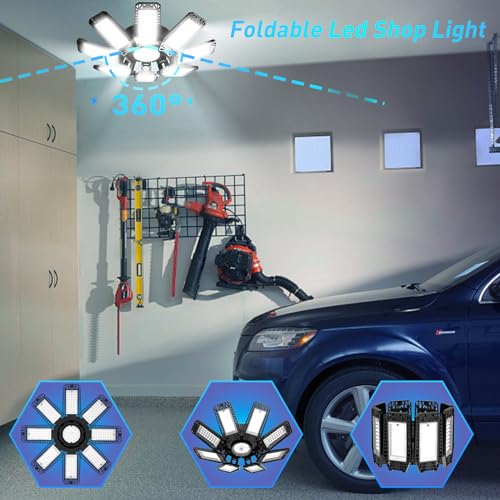 ISKYDRAW 1 Pack Garage LED Light 240W 24000LM Ceiling Fixture Adjustable Panels