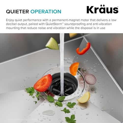 KRAUS 1/2 HP Continuous Feed Garbage Disposal with Quiet Motor & Power Cord